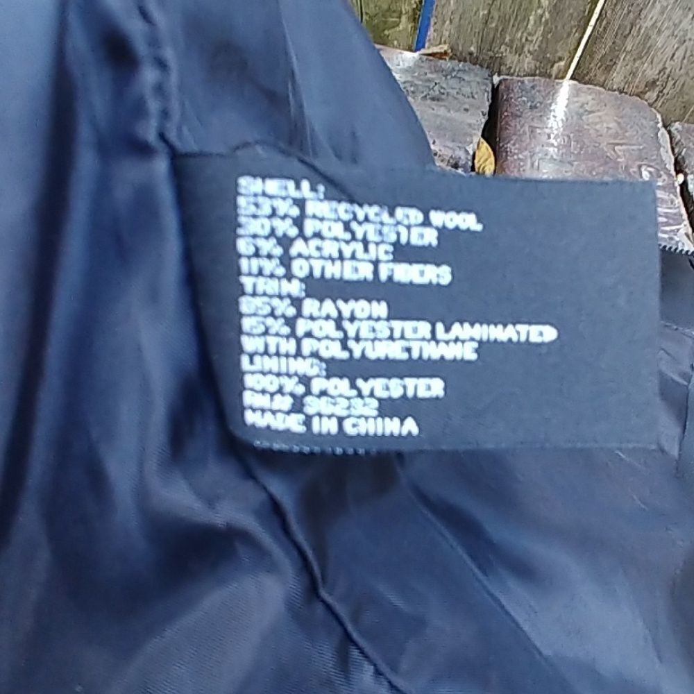 Black Wool & Vinyl Quilted Cafe Motorcycle Jacket - Picture 4 of 4